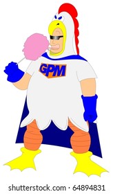 Fat man eating sugar cotton
