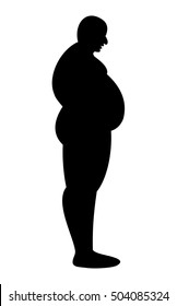 fat man is a figure isolated on white background, silhouette