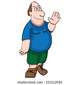 Fat man greeting.Vector illustration.