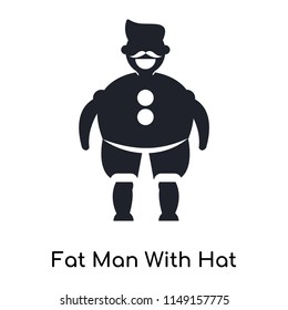 Fat Man With Hat and Moustache icon vector isolated on white background for your web and mobile app design, Fat Man With Hat and Moustache logo concept