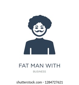fat man with hat and moustache icon vector on white background, fat man with hat and moustache trendy filled icons from Business collection, fat man with hat and moustache vector illustration
