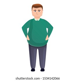 Fat man icon. Cartoon of fat man vector icon for web design isolated on white background