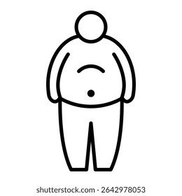 Signo de conjunto de contorno de icono de hombre gordo