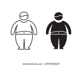 Fat man icon set. vector illustration