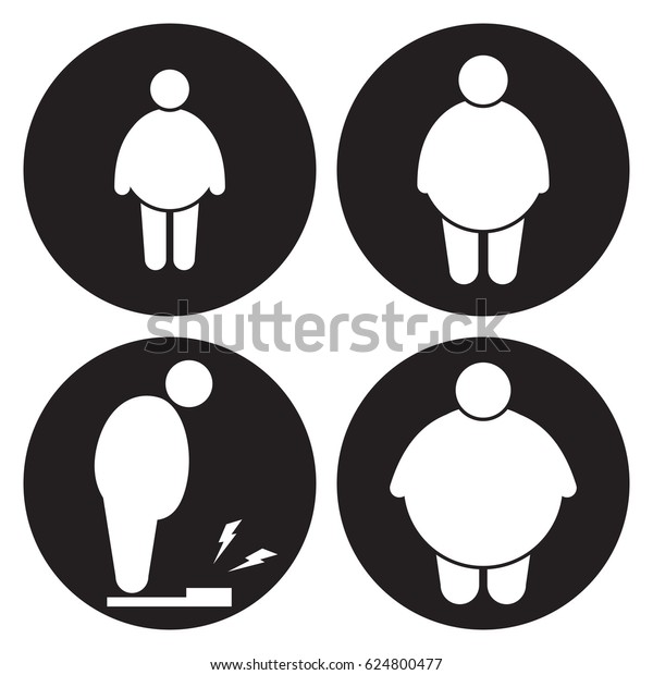 Fat Man Icons Set White On Stock Vector (Royalty Free) 624800477