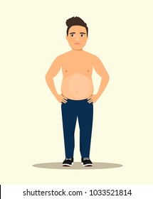 Fat man isolated. Vector flat style illustration