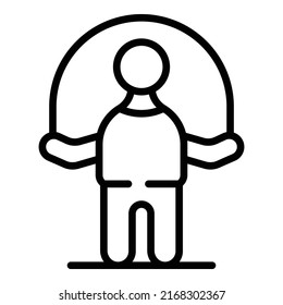 Fat man jump rope icon outline vector. Exercise gym. Child play