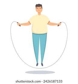 Fat man jump rope icon cartoon vector. Workout sport view. Dietary supplement