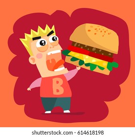 the fat man and a large burger