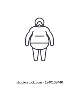 Fat man line icon concept. Fat man vector linear illustration, symbol, sign