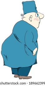 Fat man nurse. Vector hand drawn without trace.