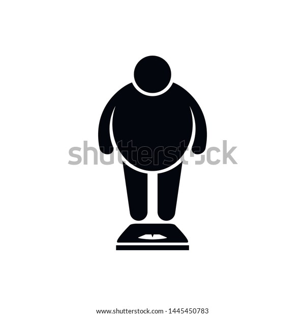 Fat Man On Scales Overweight Icon Stock Vector Royalty Free 1445450783