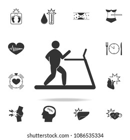 fat man on a treadmill  icon. Detailed set of obesity icons. Premium graphic design. One of the collection icons for websites, web design, mobile app on white background