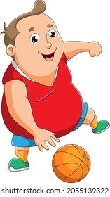 The fat man is playing the basket ball of illustration