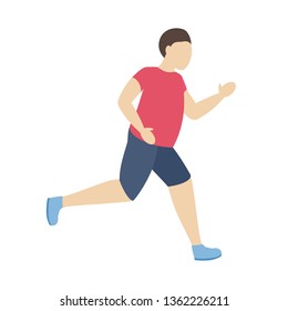 Fat man running. overweight. Run, sport. Isolated vector illustration