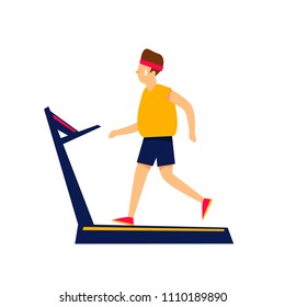 Fat man runs treadmill