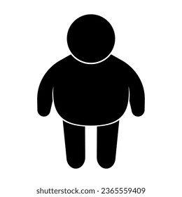 Fat man silhouette icon. Chubby body. Vector.