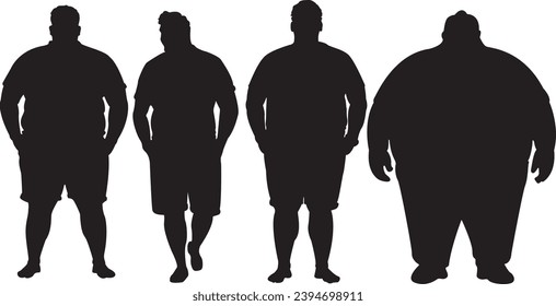 fat man silhouette on a white background