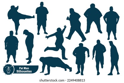 Fat man Silhouettes vector collection