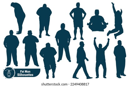 Fat man Silhouettes vector collection
