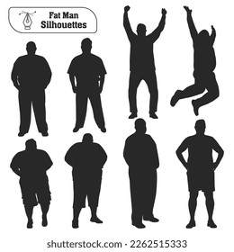 Fat man Silhouettes vector collection