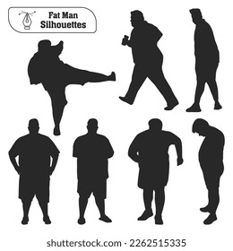 Fat man Silhouettes vector collection
