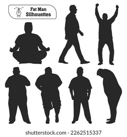 Fat man Silhouettes vector collection