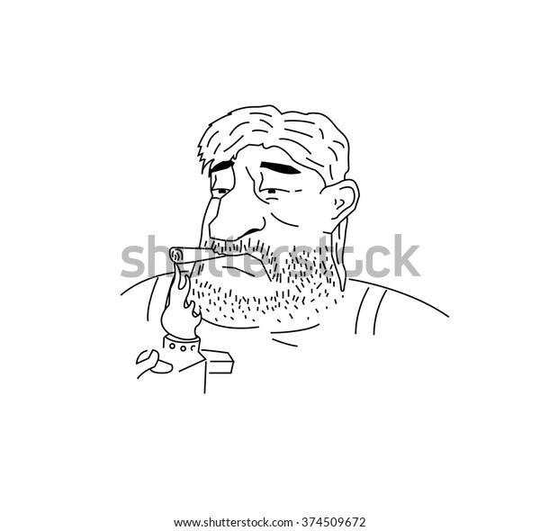 Fat Man Smoking Stock Vector Royalty Free 374509672