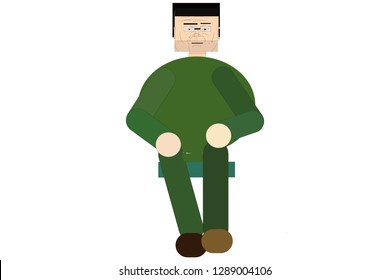Fat man with a square head.
