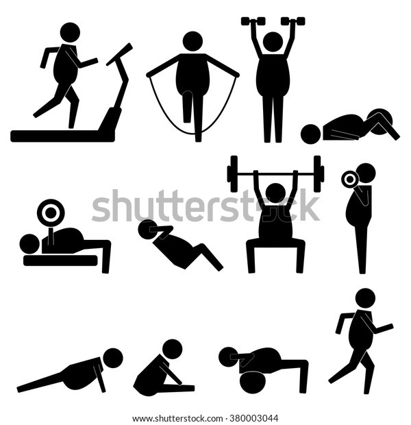 Fat Man Stick Figure Body Exercise Stock Vector (Royalty Free) 380003044