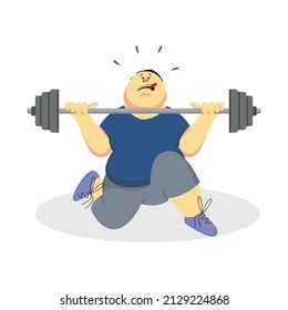 Fat Man Try to Lift Barbell