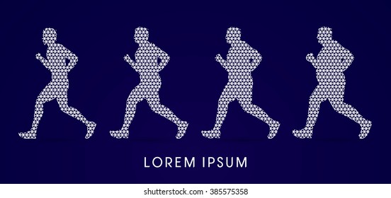 Fat man turning into Thin designed using line geometric pattern graphic vector.