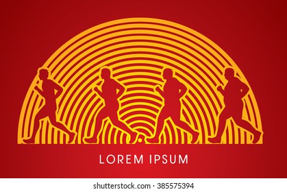 Fat man turning into Thin designed using line curve background graphic vector.