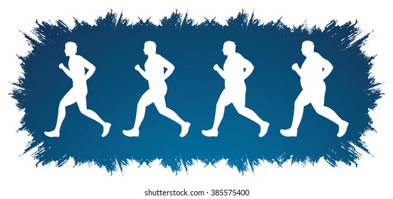 Fat man turning into Thin designed on splash grunge background graphic vector.