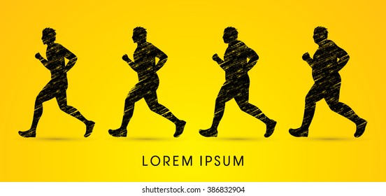 El hombre gordo se convierte en Thin diseñado usando un vector gráfico de brochas.