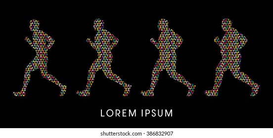 Fat man turning into Thin designed  using mosaic pattern graphic vector.