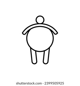 Fat man vector line icon illustration