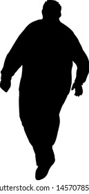 a fat man walking silhouette vector