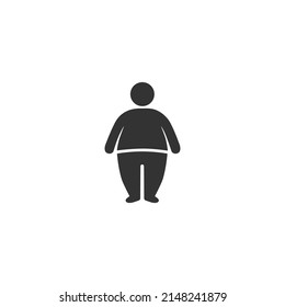 Fat Man Weight Gain Icon Isolated on Black and White Vector