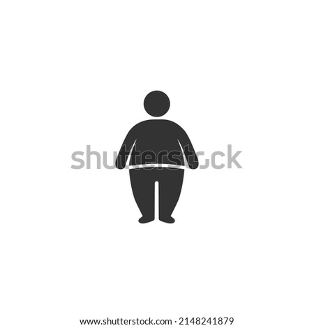 Fat Man Weight Gain Icon Isolated on Black and White Vector