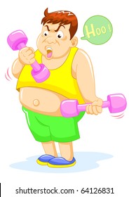 fat man weight lifting vector