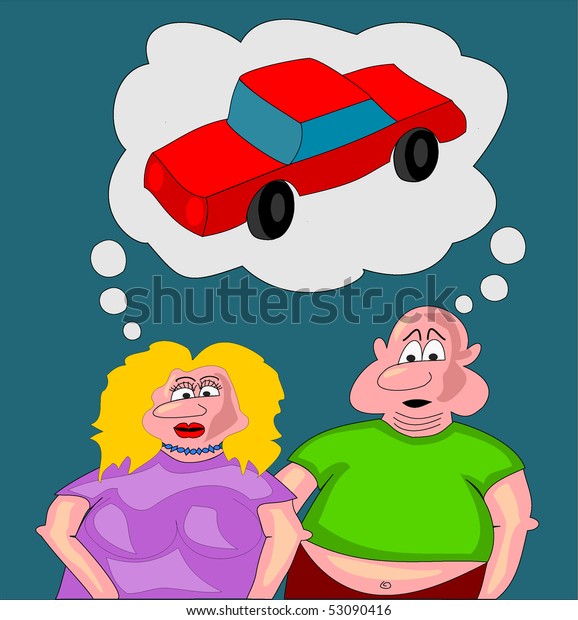fat man and fat woman\
thinking to a car