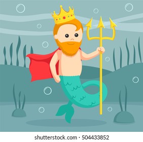 fat mermaid king with trident