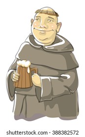 fat monk with a large mug of beer