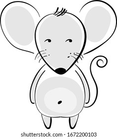 Fat mouse, illustration, vector on white background.