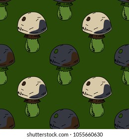 Fat mushroom seamless pattern. Original design for print or digital media.