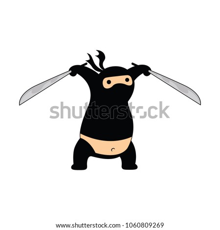 fat ninja with a funny pose