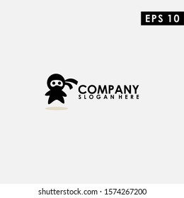 Fat Ninja Logo Design Moderne Vektorvorlage. Vektorgrafik
