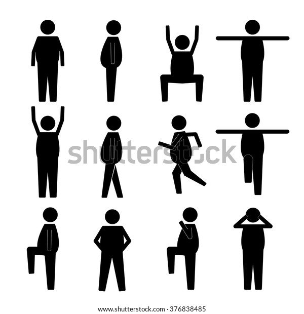 Fat Obese Human Action Poses Postures Stock Vector (Royalty Free ...