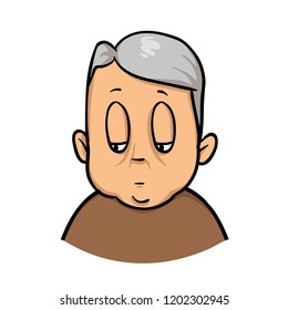 Fat old man. Cartoon design icon. Colorful flat vector illustration. Isolated on white background.